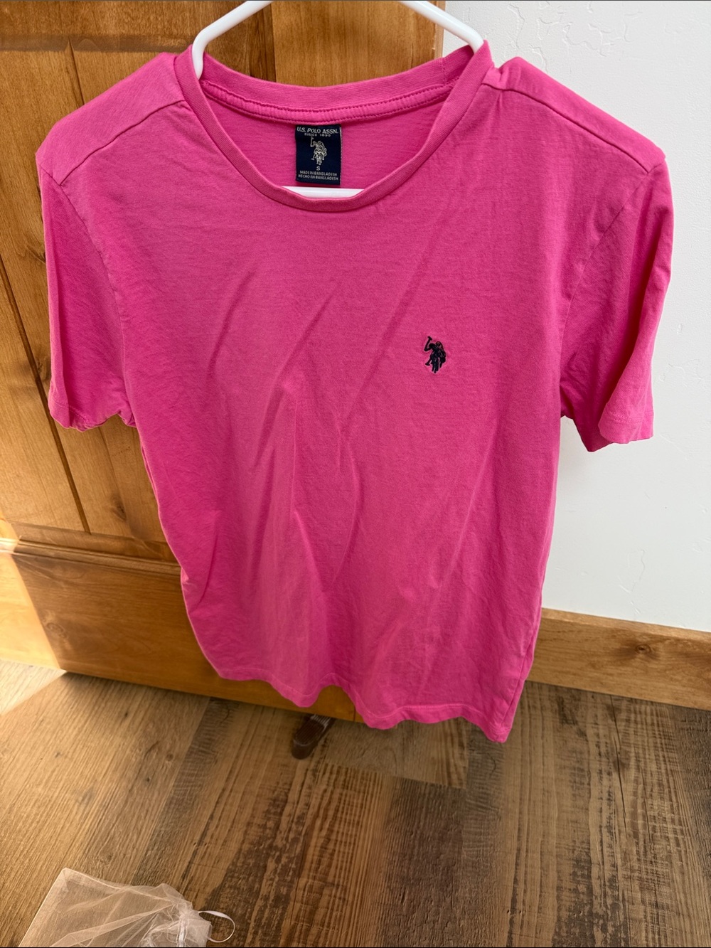 U.S. Polo Assn. Women’s Crew Neck Tee in Bright Pink with Navy Logo